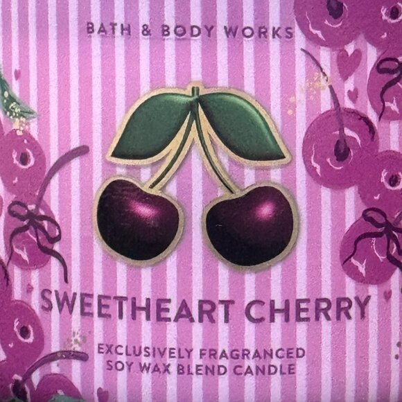 BBW Sweetheart Cherry Bath & Body Works 3 Wick Candle - Picture 3 of 10